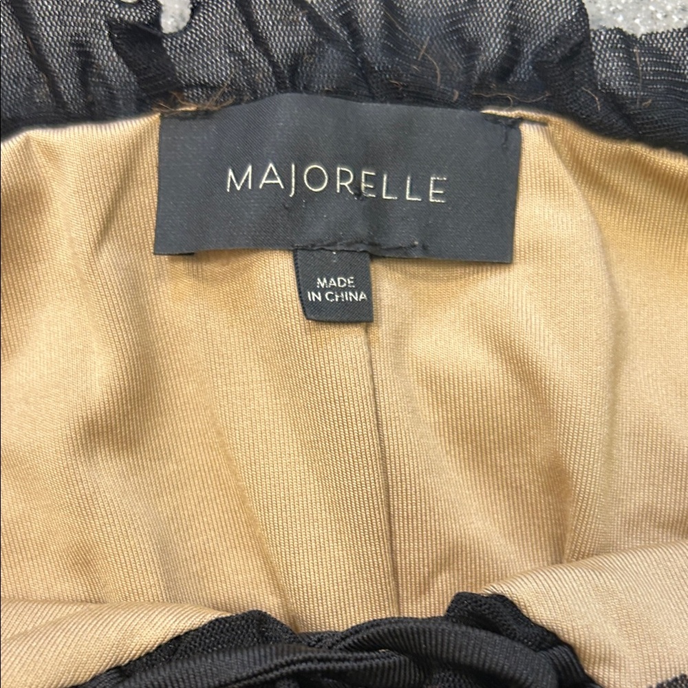 MAJORELLE sz S Black mesh Tan Lined snap thong sexy bodysuit lace up & Tie front - Picture 2 of 6